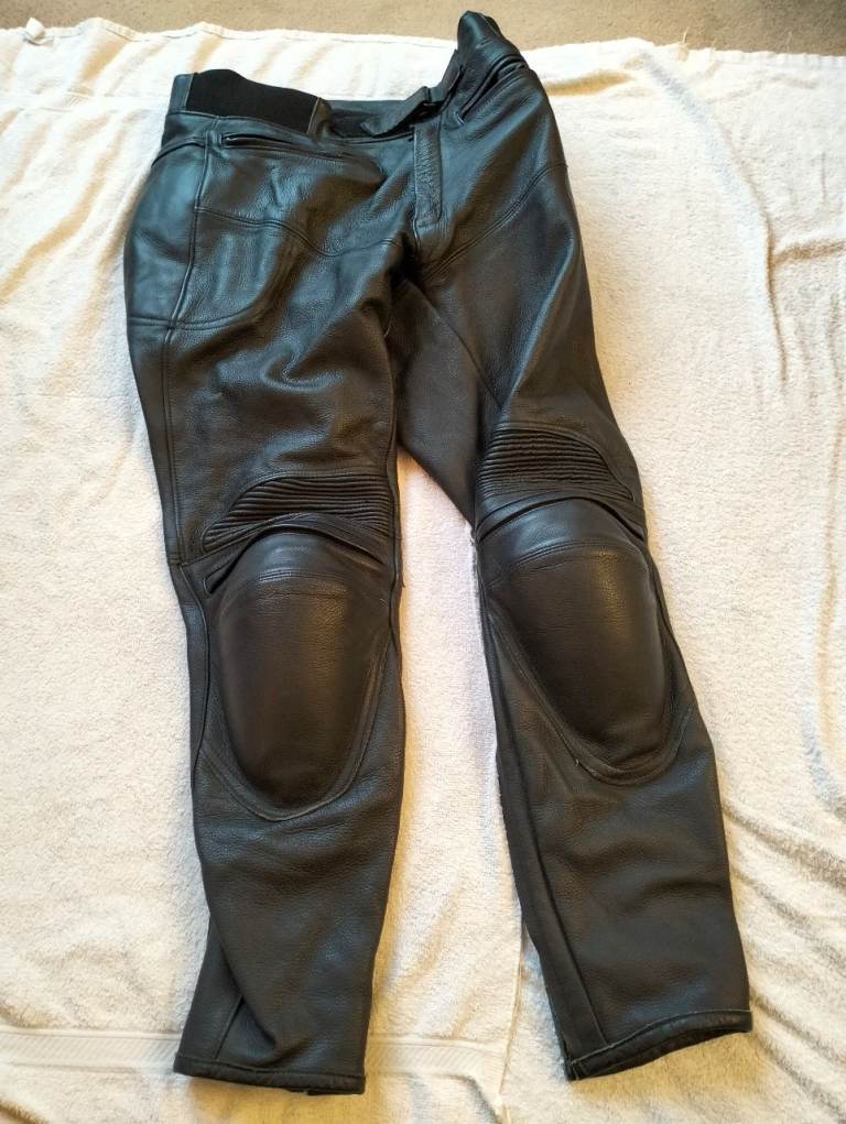 Scott Leathers Mens Leather Motorcycle Trousers UK 32" Waist Inc Hip & Knee Armour