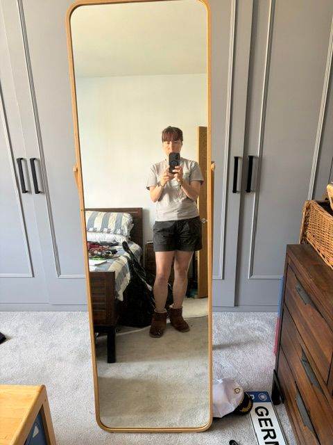Full Length Standing Mirror with Wooden Frame – Good Condition