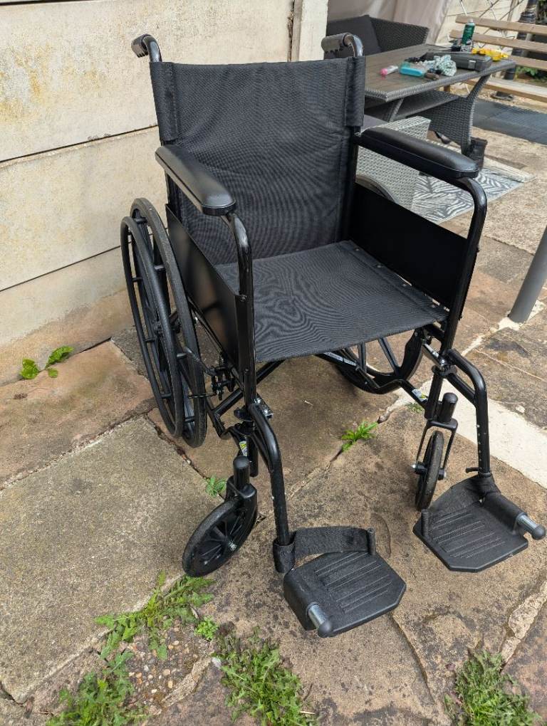 Black Manual Wheelchair – Good Condition, Folds Easily