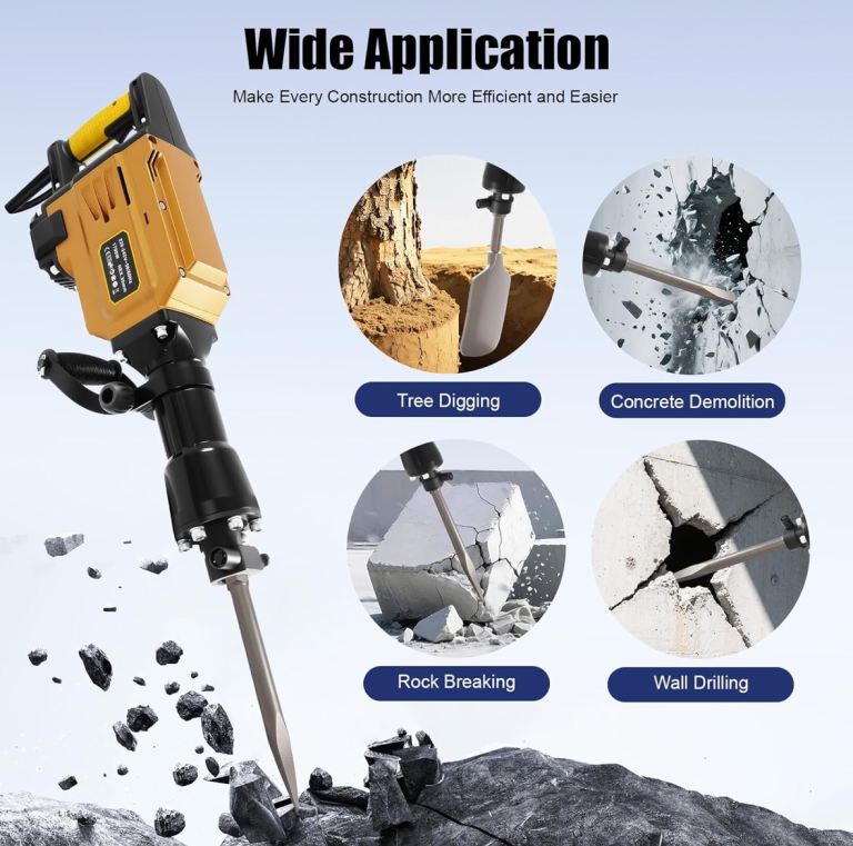 New demolition hammer drill with 3 chisels and carry case