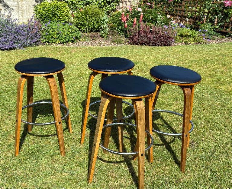 4 Large vintage swivel top bar stools
