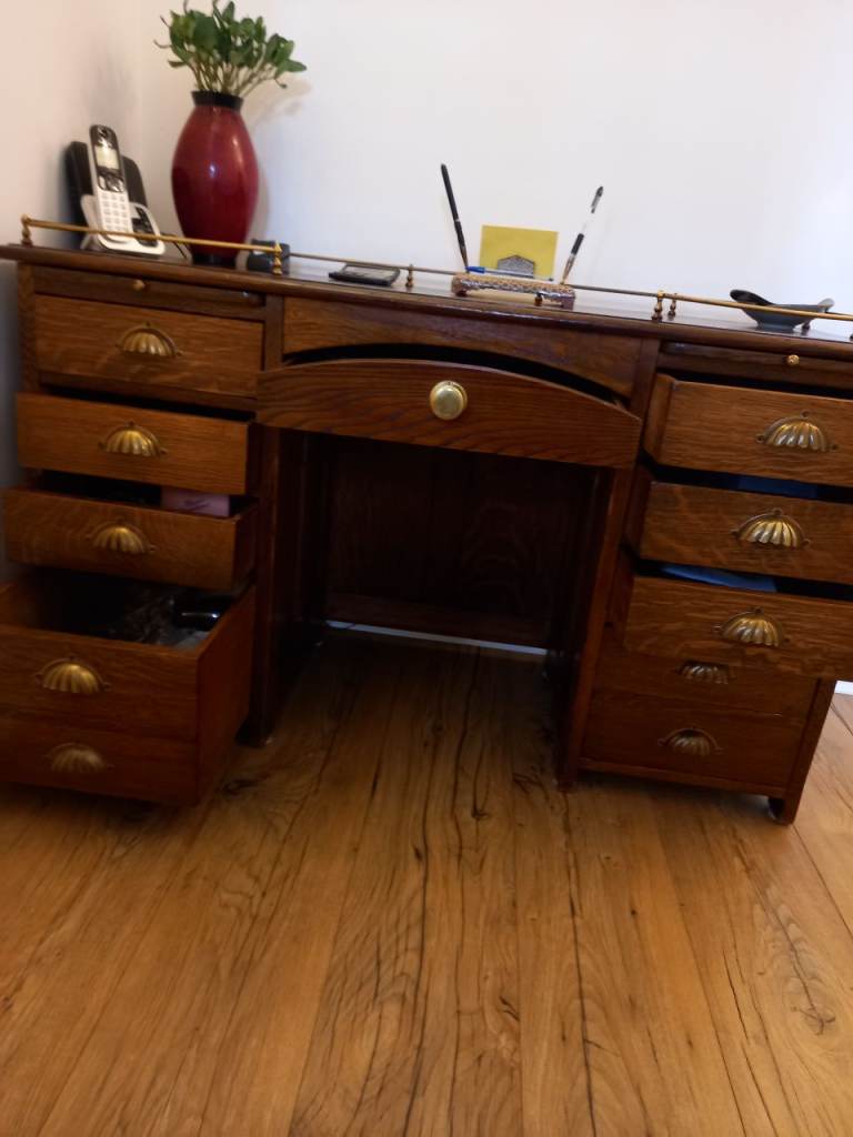 Old desk made of walnut wood.