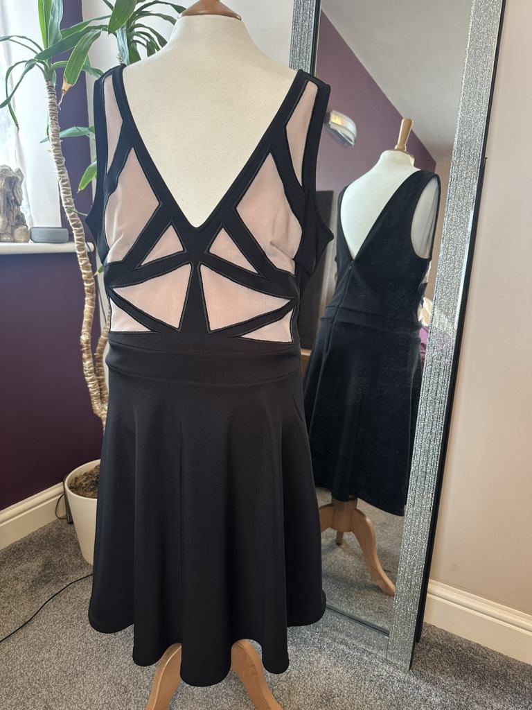 LIPSY black / nude dress size 12. REP £60 NWT