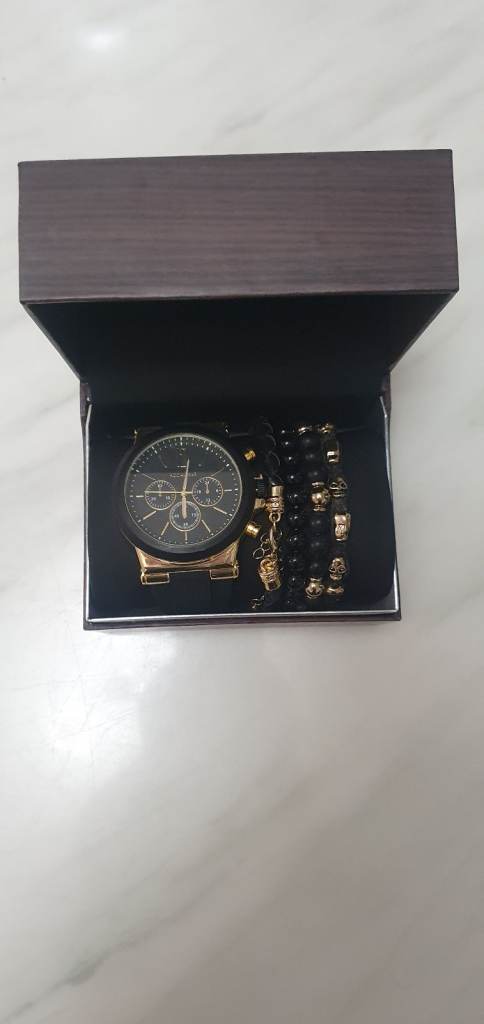 Men's Black Watch & Bracelet Set | Brand New In Box