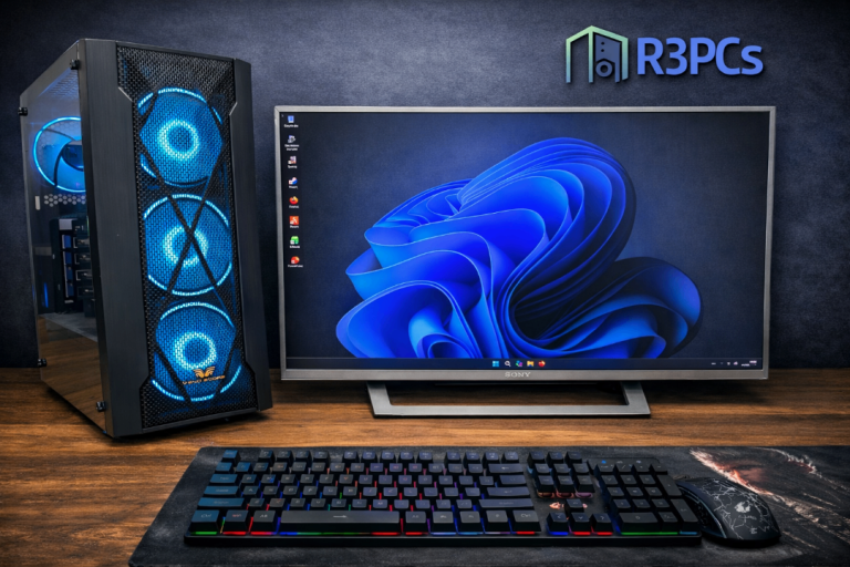 GAMING PC VENO SCORP i5 3570 GT 1030 2GB 128GB SSD 1TB HDD 16GB RAM 24" MONITOR RGB MINECRAFT GTA