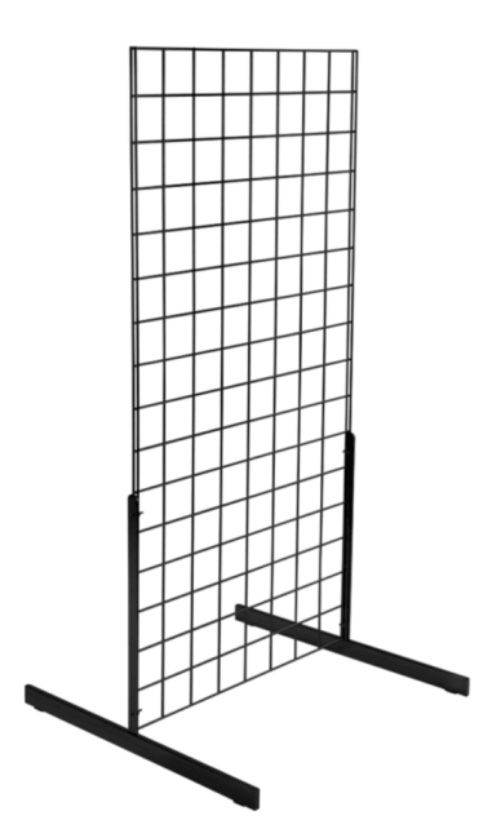 6’ Solid Steel Grid Mesh Wall Display Black plus legs