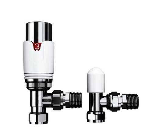 New Pro White/Chrome 1/2"Thermostatic Straight Radiator Valve TRV RRP £35 Our Price £15