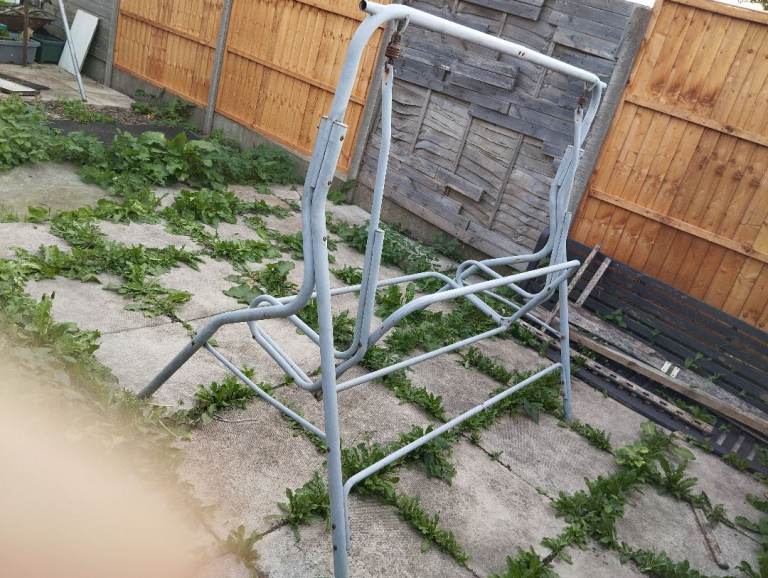 Garden Swing Seat Frame - Grey Metal, Needs TLC