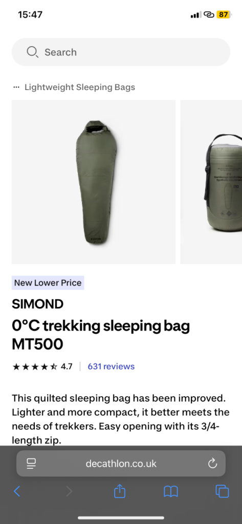 Simond 0°C trekking sleeping bag MT500 Large