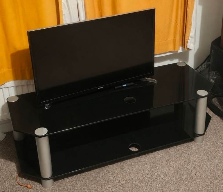 FREE BLACK GLASS TV STAND