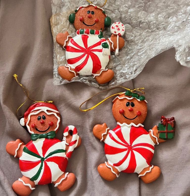 New Set of 3 Festive Gingerbread Man Christmas Tree Decorations