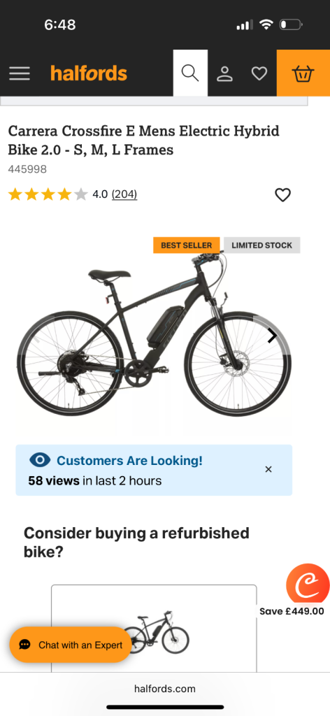 Carrera Crossfire electric hybrid bike