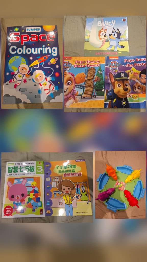 Kids Toy & Book - Paw Patrol, Bluey, Hungry Hippos Game & Chinese / EnglishActivity Books