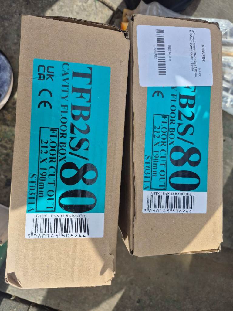 Two TFB2S/80 Floor Boxes - Brand New