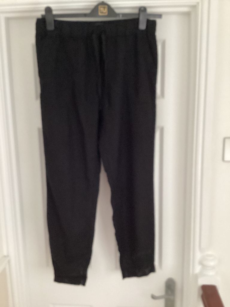 Next black linen trousers size 12