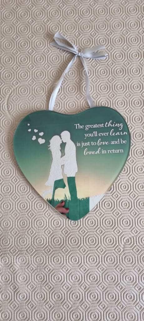 Heart Romantic Mirrored Wall Plaque, Inspirational Quote