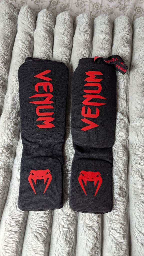 Venum Kontact Shin Guards - Black and Red Training Protection