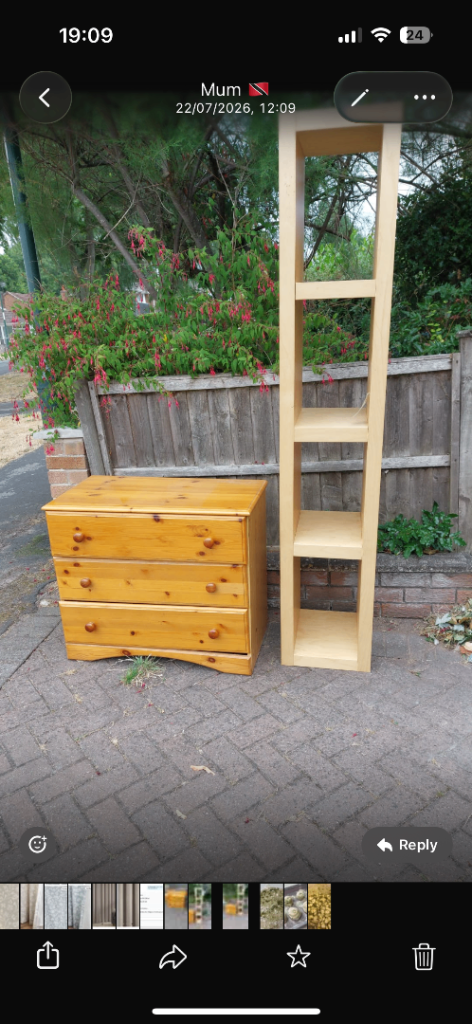 Wooden Bookcase and Chest of Drawers Set – Good Condition