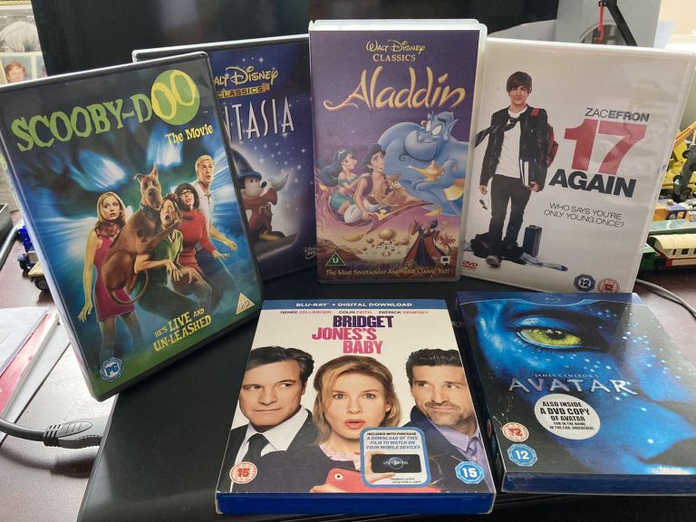 Blu-Rays,DVDs and VHS tape 