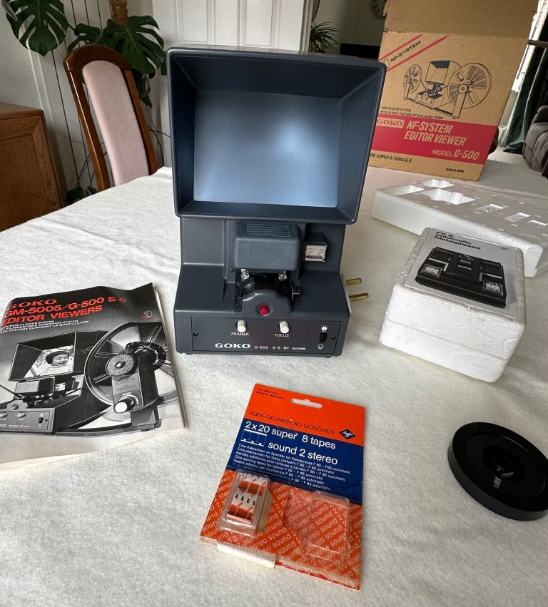 Film editor Super 8 film viewer/editor, GOKO with film splicer