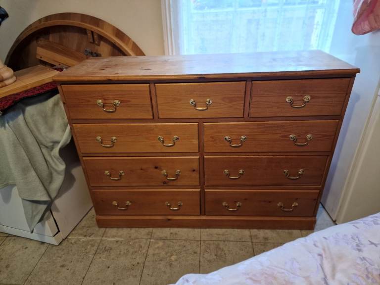 VERY  LARGE PINE CHEST  OF DRAWS 