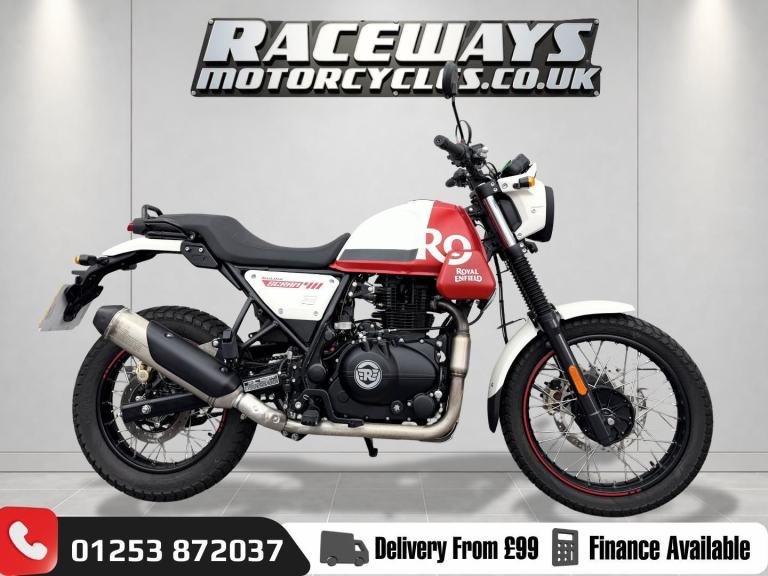 ROYAL ENFIELD SCRAM 411, 2024 74 PLATE, 900 MILES, RED/WHITE, HPI CLEAR
