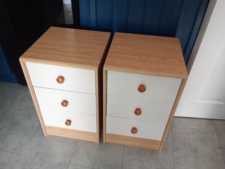 Two small sets of bedroom / bedside drawers