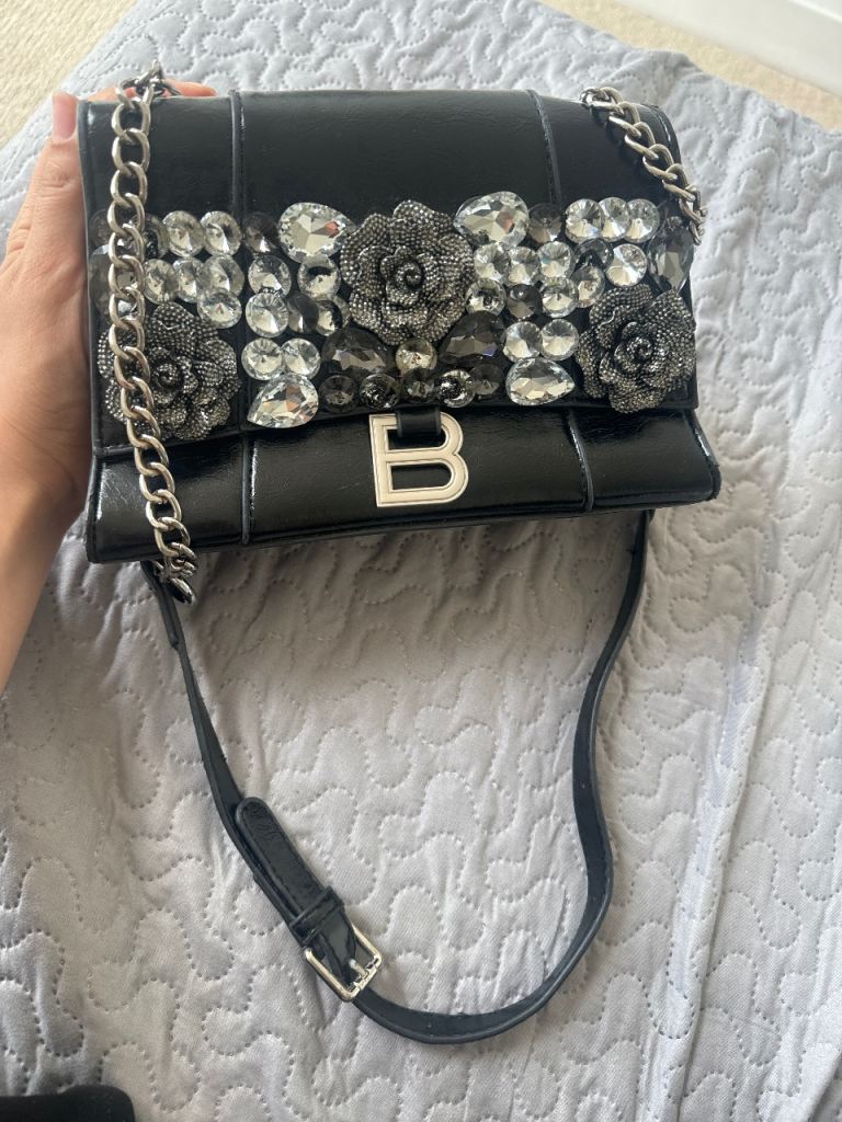 Balenciaga Black Shoulder Bag with Embellishments – Good Condition