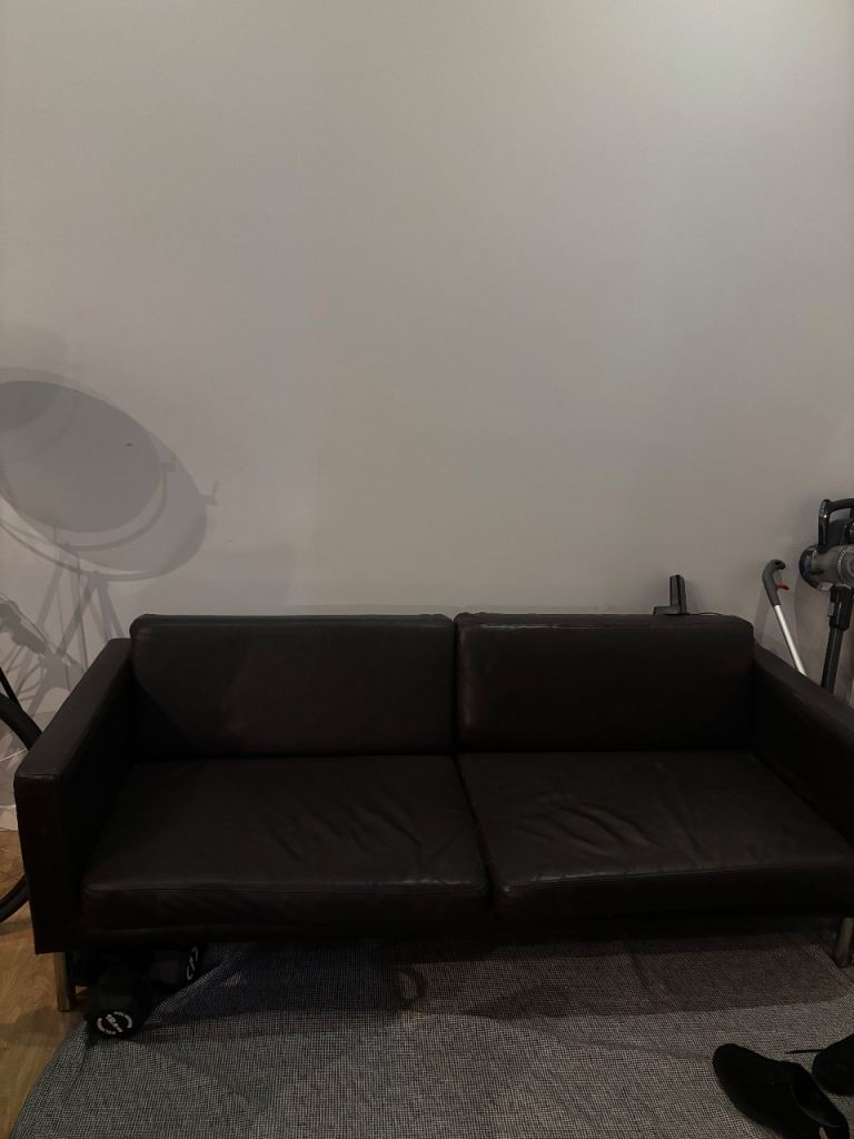 image for 3 Seater Brown leather Sofa 