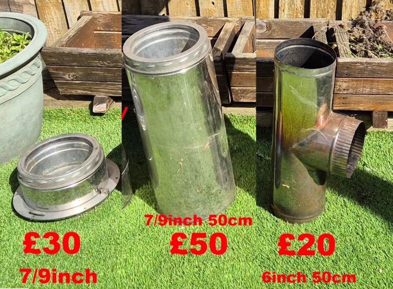 Selection of log burner / stove flues - single and twin wall.