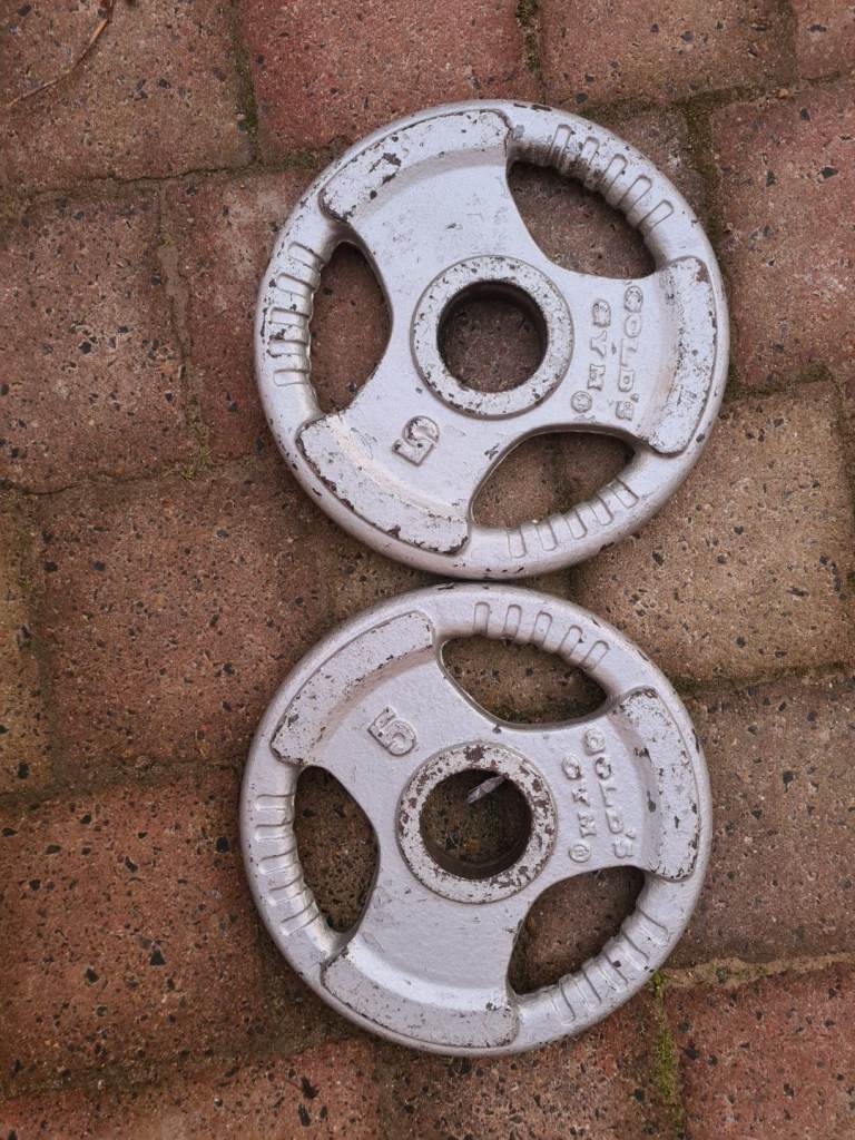 2 x 5kg tri grip olympic weight plates 
