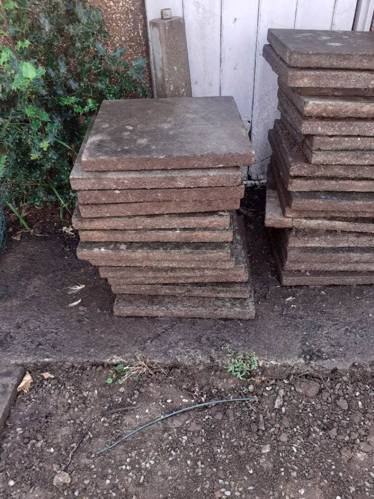 Free Used Garden Patio Slabs - Stone, Fair Condition