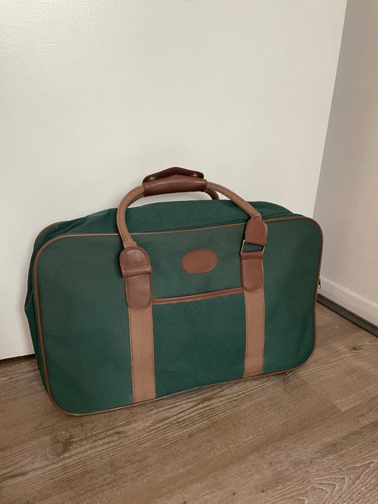 Vintage Style Forest Green Duffel Bag Weekender Travel Holdall Retro