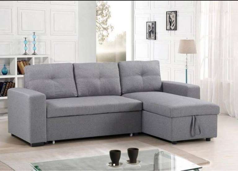 Grey Corner Sofa Bed with Storage – New Condition