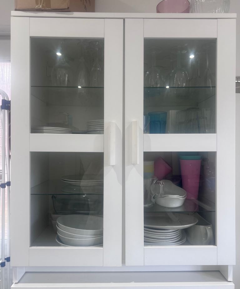 White and glass  ikea brimnes cabinet