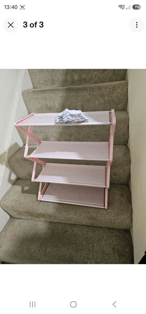 Pink 4-Tier Foldable Fabric Shoe Rack / Storage Unit