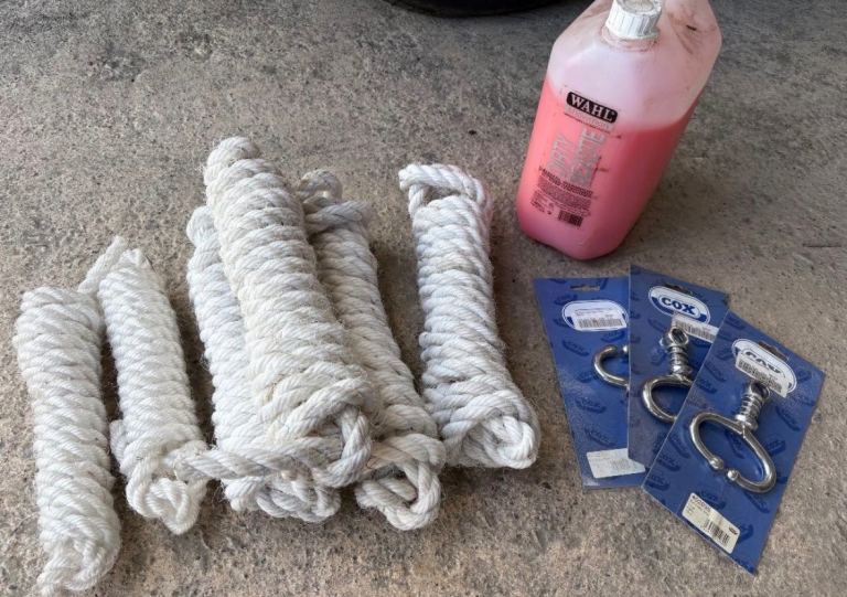Cattle shampoo, lead ropes and bull holders