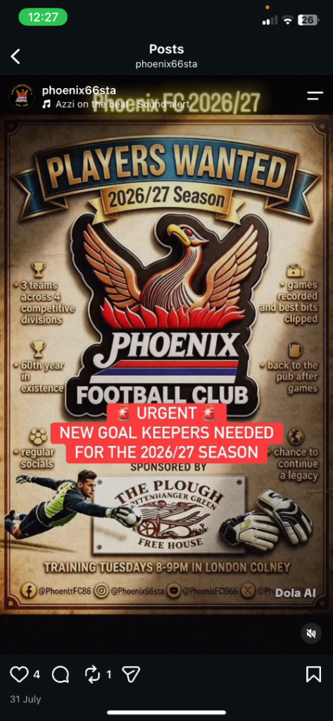 Players wanted for a Sunday League Football Team 