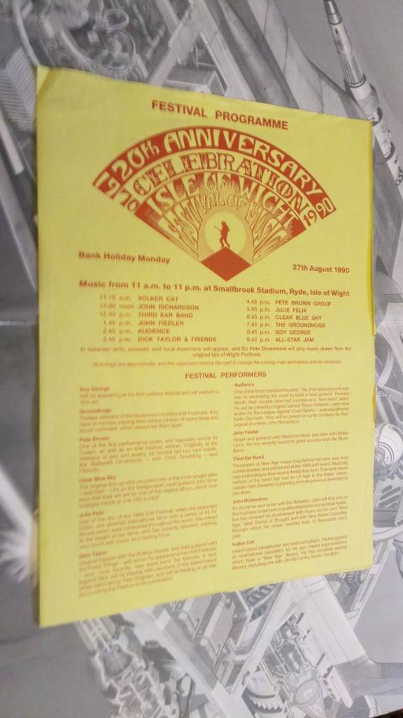 ISLE OF WIGHT 20TH CELEBRATION 1990  FESTIVAL PROGRAMME  RYDE ORIGINAL PRINT