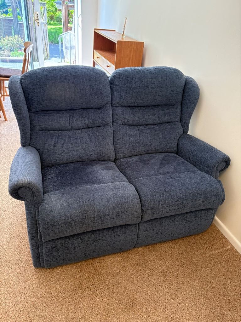 Sherborne Blue small Two-Seater Fabric Sofa – Good Condition