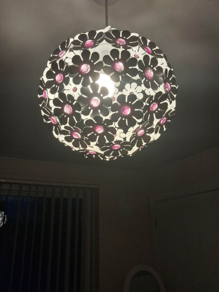 image for Metal ceiling lampshade pink & white