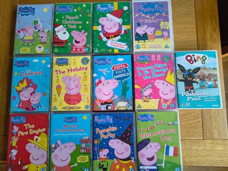 12 Peppa Pig DVDs+ 1 Bing DVD 