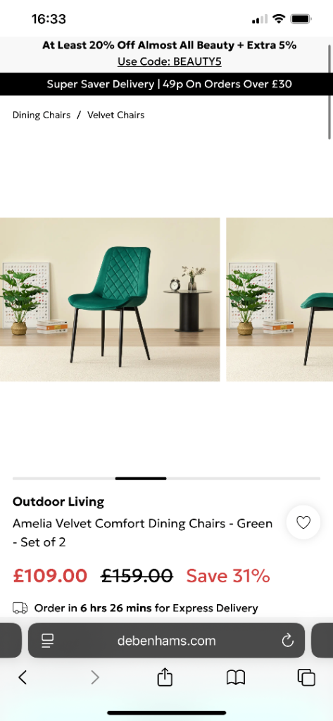 Amelia dining chairs set of 2 