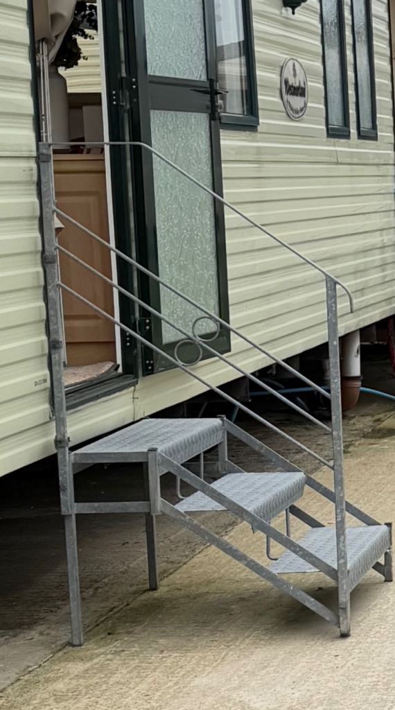 Galvanised Metal Steps with Handrail for Caravan/Mobile Home