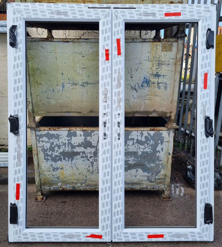 NEW White French Double Patio UPVC Door 1800mm W x 2060mm H Low Threshold Garage Office Shed