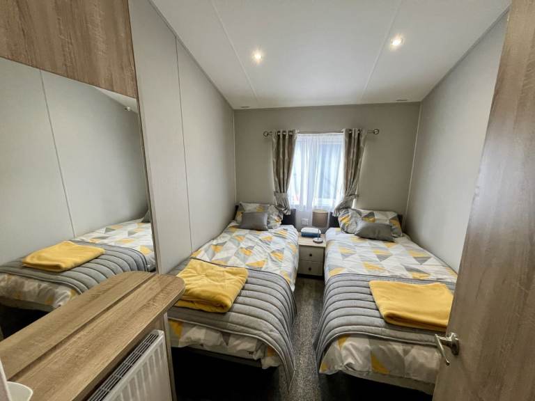 Luxury twin lodge for sale at Newquay Holiday Park, Cornwall TR8 4HS - Excellent condition
