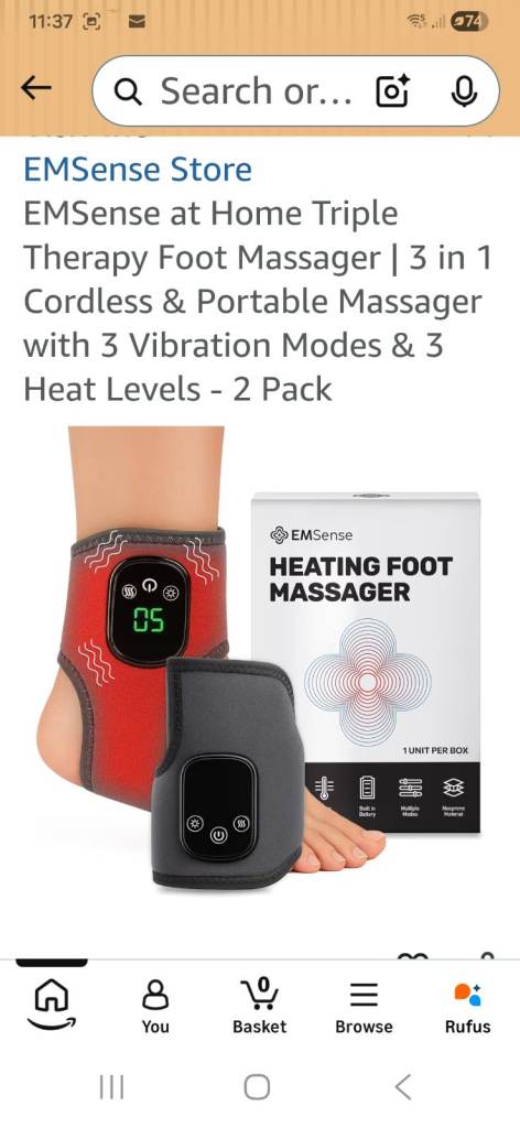 EMSense Heating Foot Massager XBL-8688B - New, Grey