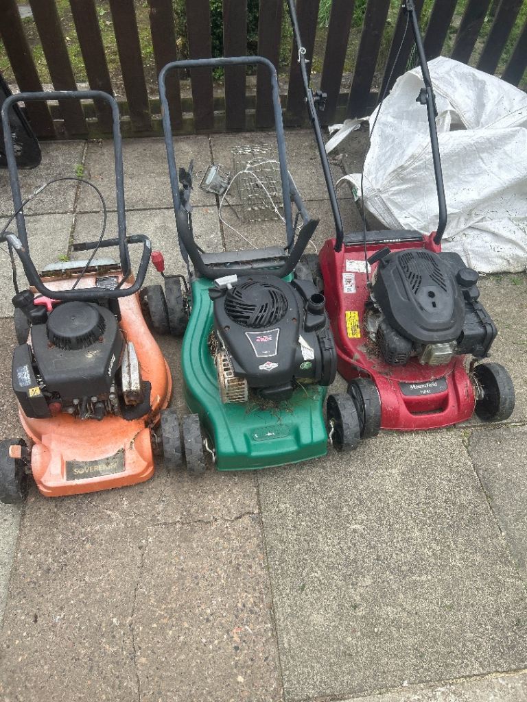 Three Petrol Lawnmowers – Used Condition, Spares or Repair