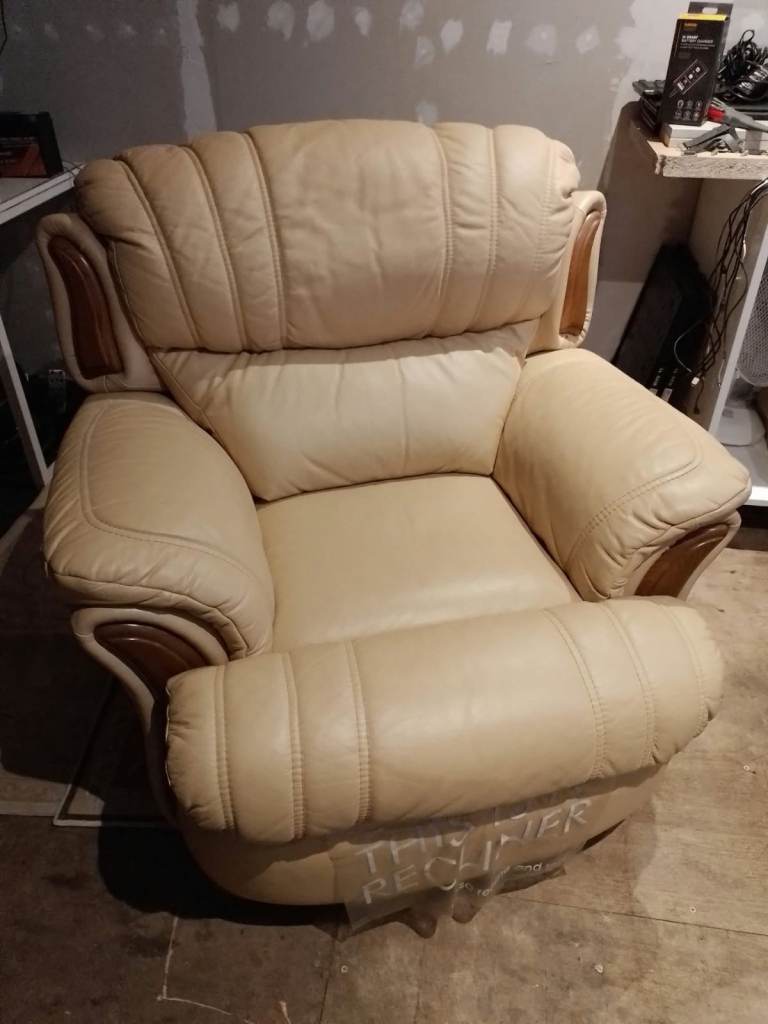 Cream Leather Recliner