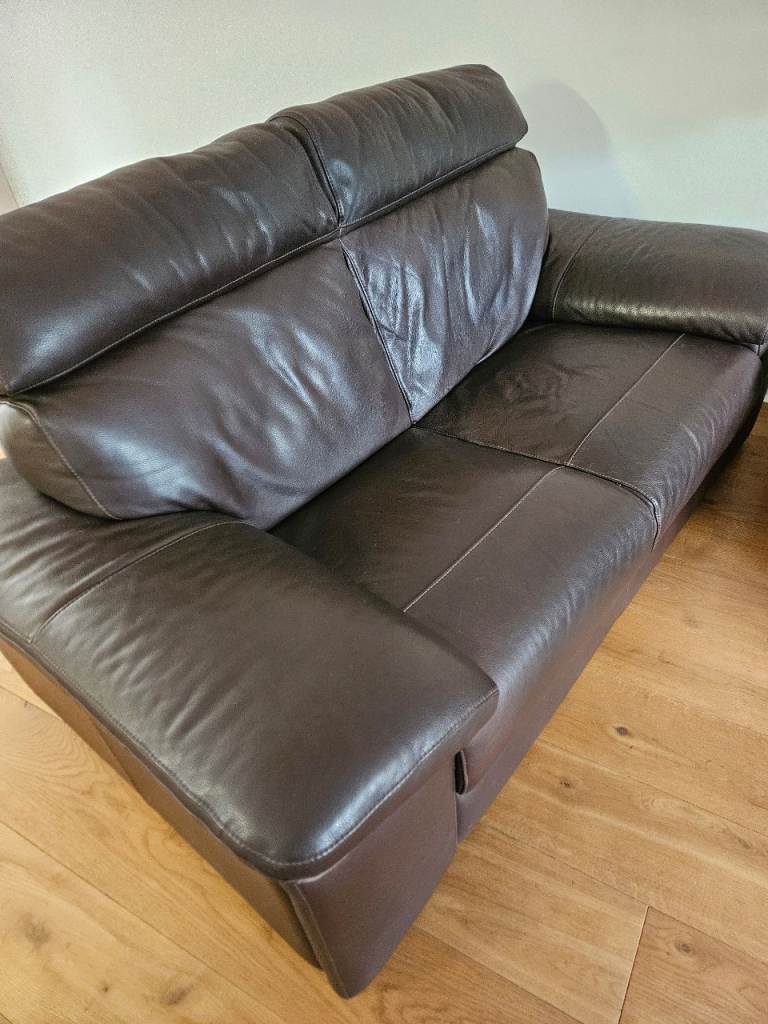 Dark brown leather sofas